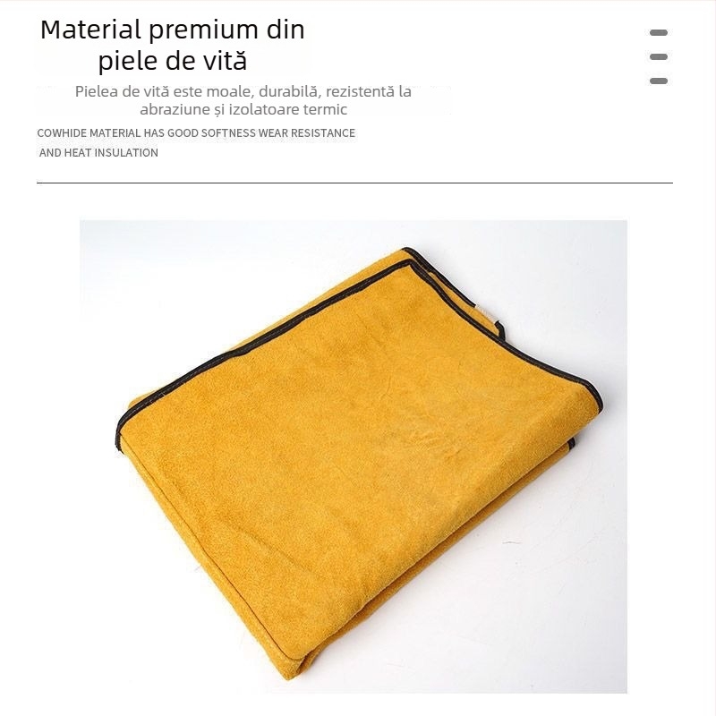 Șorț de sudură din piele de vițel, două straturi, protecție împotriva scânteilor și a flăcării