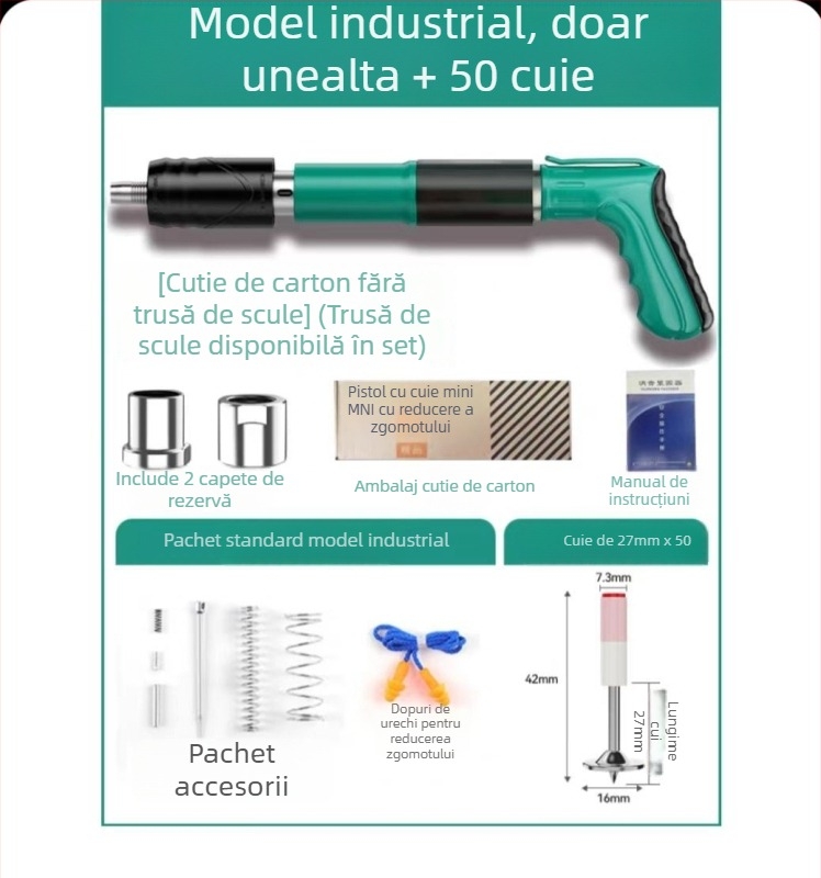 Unealtă de montaj a plafonului: pistol cuie integrat, mini pistol, 7.3, model din plastic și oțel