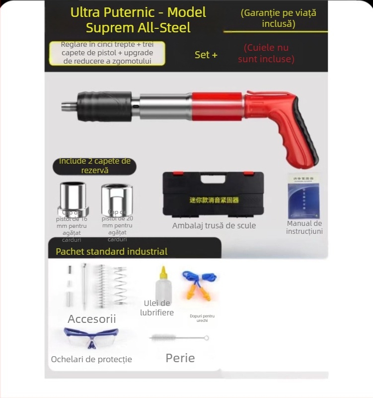 Unealtă de montaj a plafonului: pistol cuie integrat, mini pistol, 7.3, model din plastic și oțel