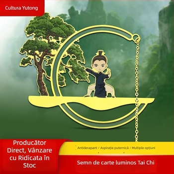 Semn de carte metalic creativ, cu decupaj Tai Chi, în stil antic, luminos, cadou de absolvire pentru elevi și profesori