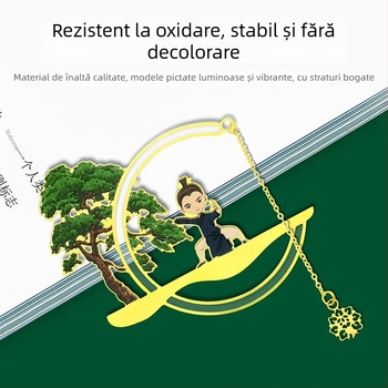 Semn de carte metalic creativ, cu decupaj Tai Chi, în stil antic, luminos, cadou de absolvire pentru elevi și profesori