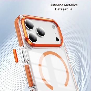 Inel magnetic irisat bi-color pentru husă iPhone 15/16/17 Pro, încărcare magnetică, protecție anti-cadere