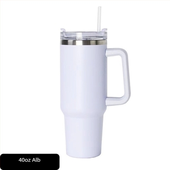 Cană pentru mașină din oțel inoxidabil, 40oz, cu mâner, capacitate mare, izolare în vid, cu pai