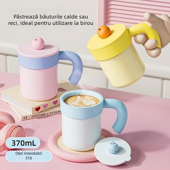 Cani termos personalizabile din oțel inoxidabil 316, cu imprimare logo, elegante pentru birou, 370 ml