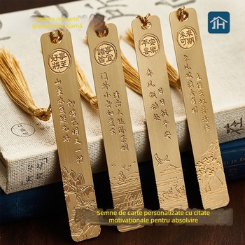 Semn de carte din metal, gravat, decupat, suvenir personalizat pentru elevi, semn de carte din alamă cu riglă de scară și ciucuri cu mărgele