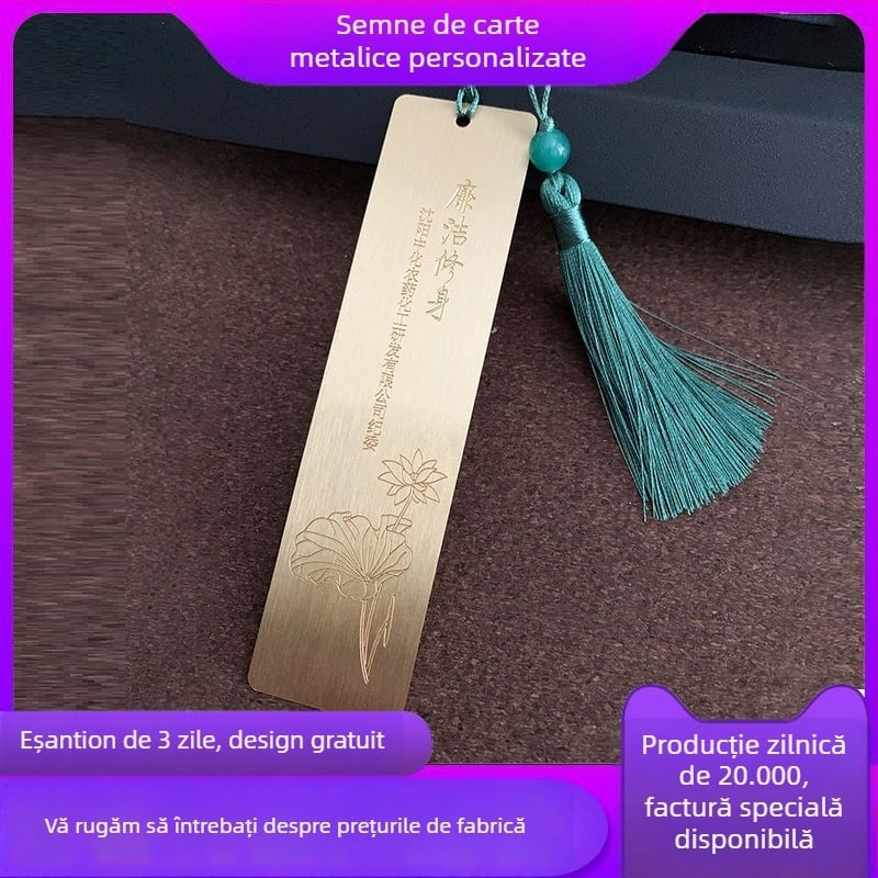 Semn de carte din metal, gravat, decupat, suvenir personalizat pentru elevi, semn de carte din alamă cu riglă de scară și ciucuri cu mărgele
