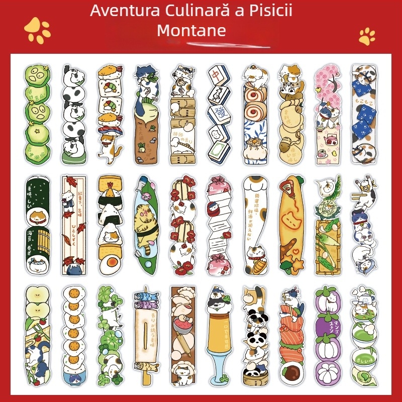 Mu ran Semn de carte din hârtie cu design drăguț de pisică – marker de lectură și kartă decorativă