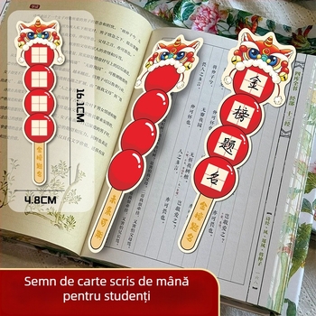 Semn de carte de Anul Nou cu măceș confiat și hârtie de caligrafie cu grilă Tianzige, stil chinezesc creativ