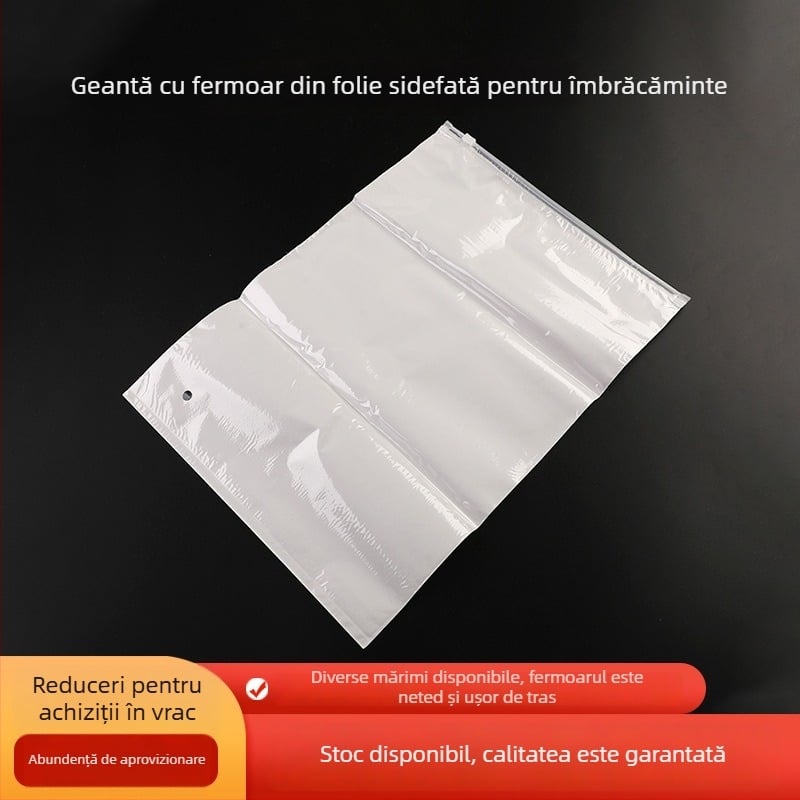 Geantă pentru haine din folie perlată cu fermoar, pungă de depozitare mată, PE plastic