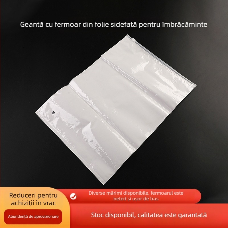 Geantă pentru haine din folie perlată cu fermoar, pungă de depozitare mată, PE plastic