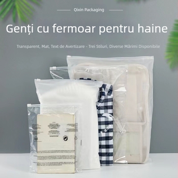 Pungă transparentă pentru haine cu fermoar, pungă plastic de depozitare cu închidere cu fermoar