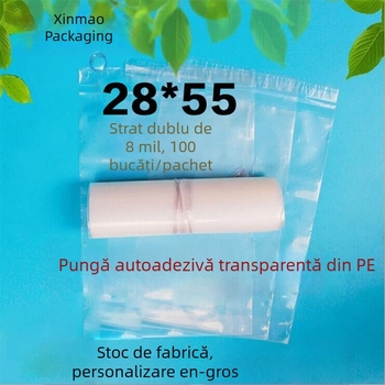 Pungi autoadezive PE pentru haine, 28 x 55 cm, grosime 0,08 mm, 100 buc., transparente