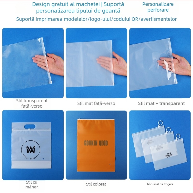 Pungi de ambalaj pentru haine cu fermoar, personalizate, imprimate, înaltă calitate, diverse dimensiuni
