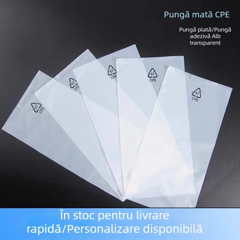 Pungă CPE alb lăptos, antistatice, mată, cu deschidere plată, autoadezivă, îngroșată, pentru încărcător de telefon