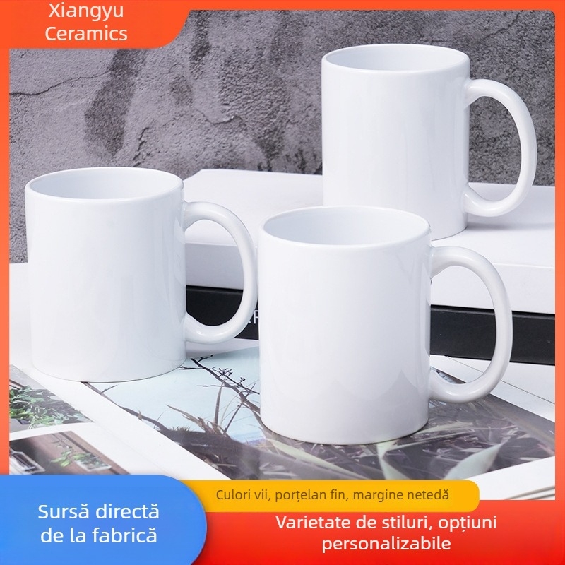 Căniță ceramică albă, minimalistă, cu capacitate mare, pentru ceai sau apă, pentru birou și casă