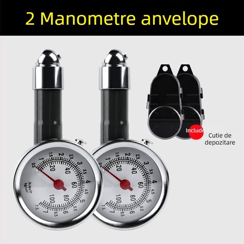 Manometru de presiune pentru pneuri, cu cap de umflare de înaltă precizie, monitor de presiune auto, pistol de umflare aer și duză de umflare