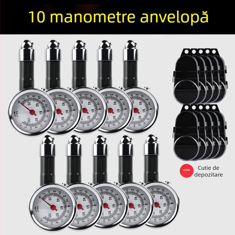 Manometru de presiune pentru pneuri, cu cap de umflare de înaltă precizie, monitor de presiune auto, pistol de umflare aer și duză de umflare