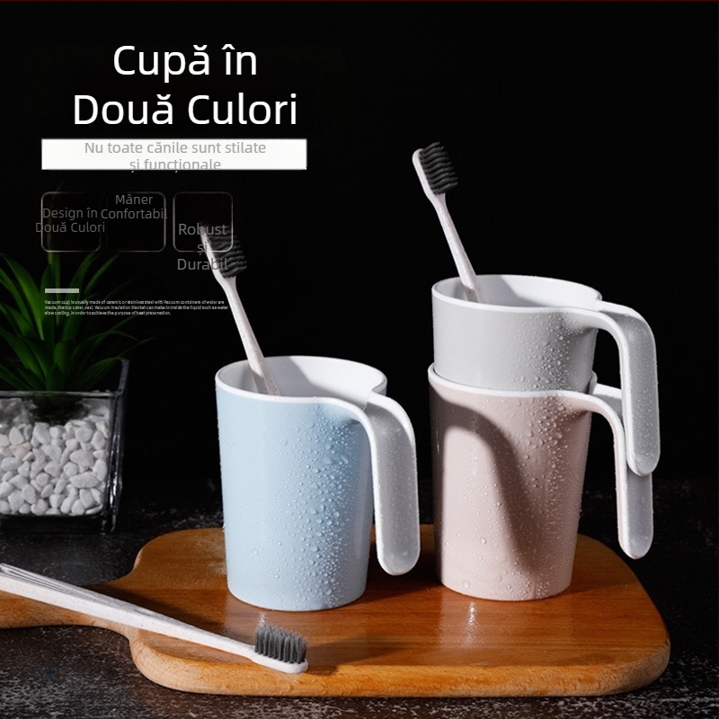 Meiliya cană de gură din plastic bicolor pentru periuțe de dinți, pentru uz casnic și cămin studențesc