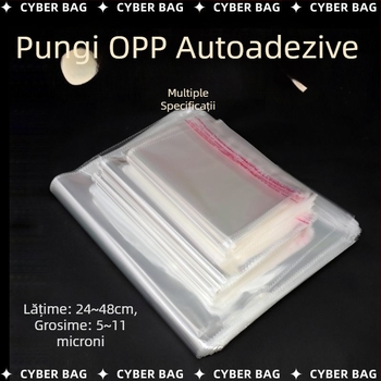 Pungă OPP pentru haine cu închidere automată – folie plastic transparentă, autoadezivă
