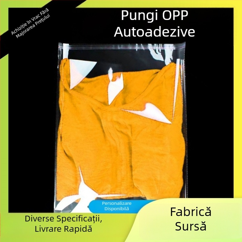 Pungă OPP pentru haine cu închidere automată – folie plastic transparentă, autoadezivă