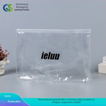 Geantă EVA transparentă, personalizată, pentru haine, lenjerie, șosete și prosoape; pungă din plastic cu fermoar, design acordeon