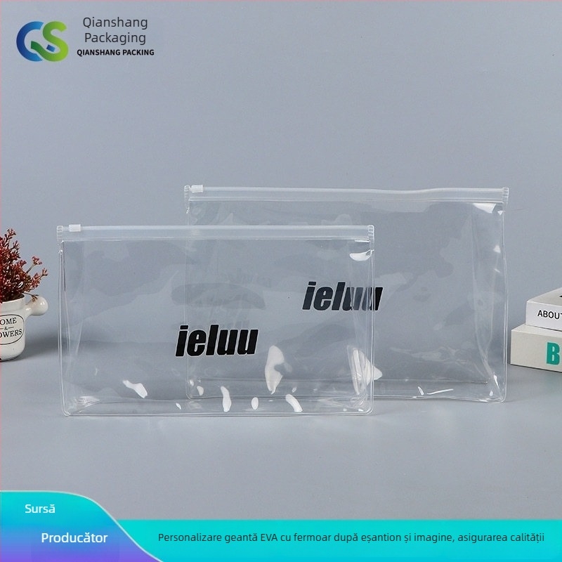 Geantă EVA transparentă, personalizată, pentru haine, lenjerie, șosete și prosoape; pungă din plastic cu fermoar, design acordeon