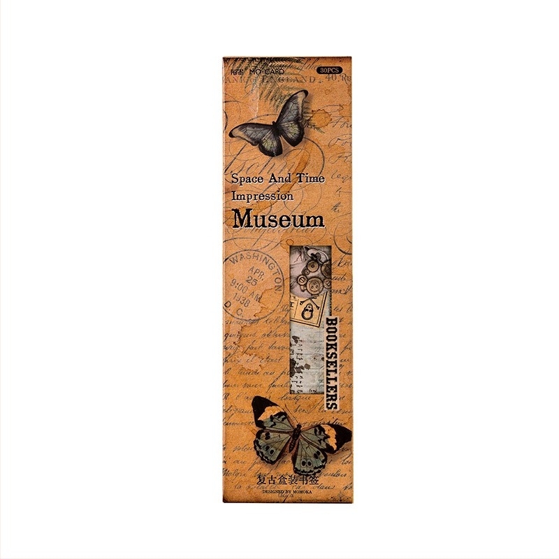 MoMo set de 30 semne de carte în cutie, seria Muzeul Timpului și Spațiului, decor vintage pentru jurnal