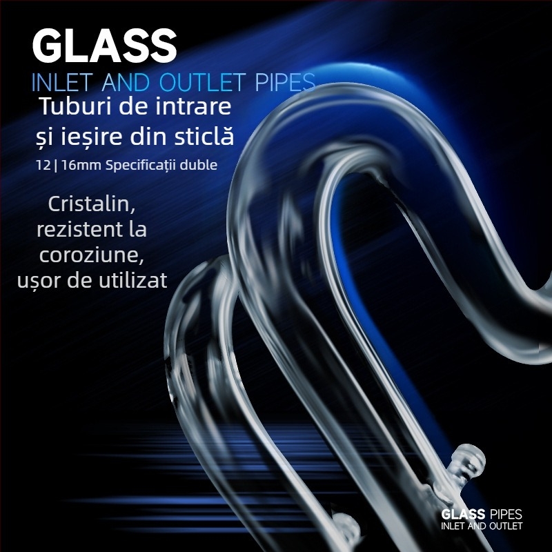 Țeavă mică din sticlă pentru intrare-ieșire cu îndepărtarea peliculei uleioase — ieșire cu gură conică, accesoriu de filtrare pentru plante acvatice