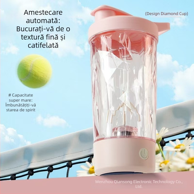 Cana shaker portabilă pentru proteine, cu baterie reîncărcabilă și încărcare automată – potrivită pentru cafea și shake de proteine