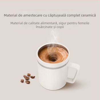 Cană de cafea ceramică completă, cu amestecare magnetică automată, reîncărcabilă