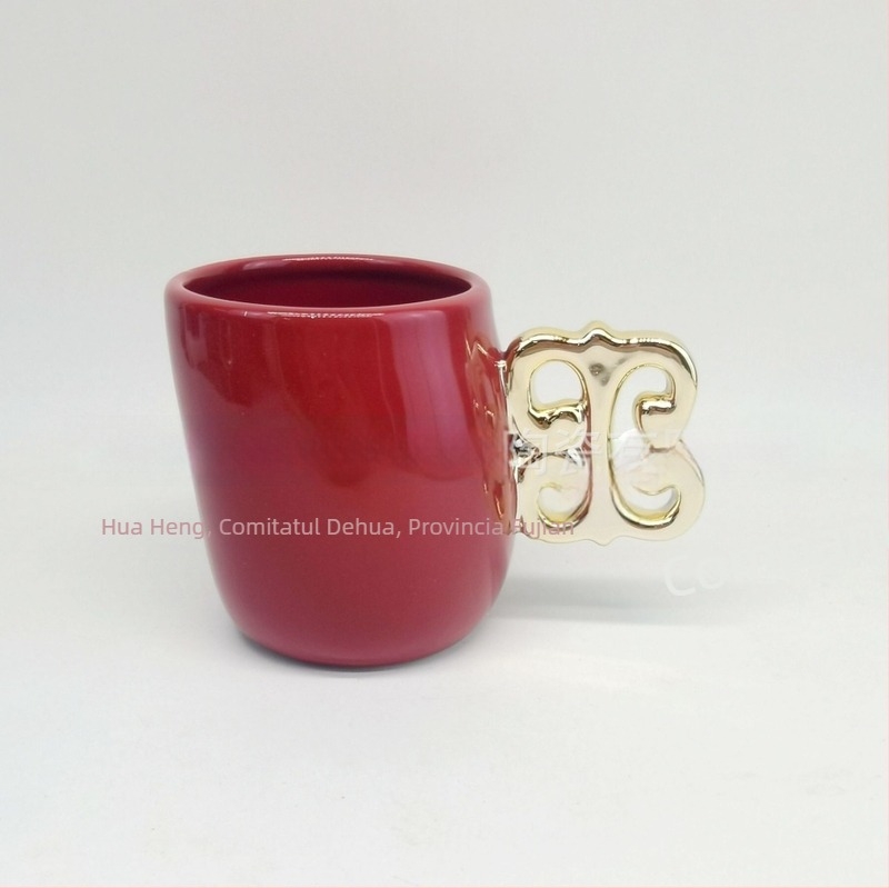 Ceșă ceramică cu decor negru-alb, personalizată, design creativ pentru cafea/ceai/apă, stil de birou occidental