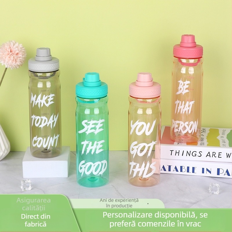 Shaker transparent de 700 ml, capac flip-top, anti-scurgere, pentru proteine și fitness