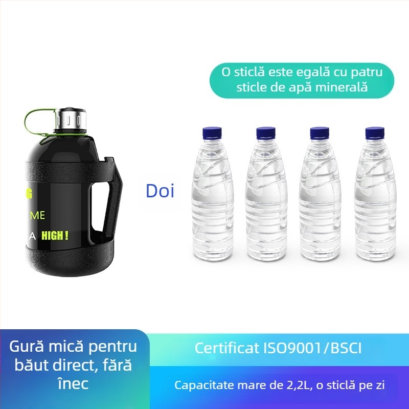 Sticlă de apă pentru vară, pentru studenți, antrenamente în aer liber, capacitate mare, PET, cu logo personalizat