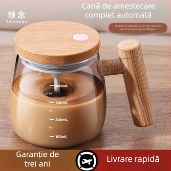 Cana de amestec complet automată pentru uz casnic, cană de cafea din sticlă cu scară, shaker reîncărcabil pentru lapte de soia și lapte praf