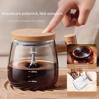 Cana de amestec complet automată pentru uz casnic, cană de cafea din sticlă cu scară, shaker reîncărcabil pentru lapte de soia și lapte praf