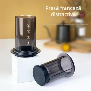 Presă de cafea portabilă, manuală, cu sistem de preparare prin picurare fără filtru