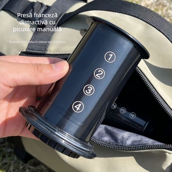 Presă de cafea portabilă, manuală, cu sistem de preparare prin picurare fără filtru