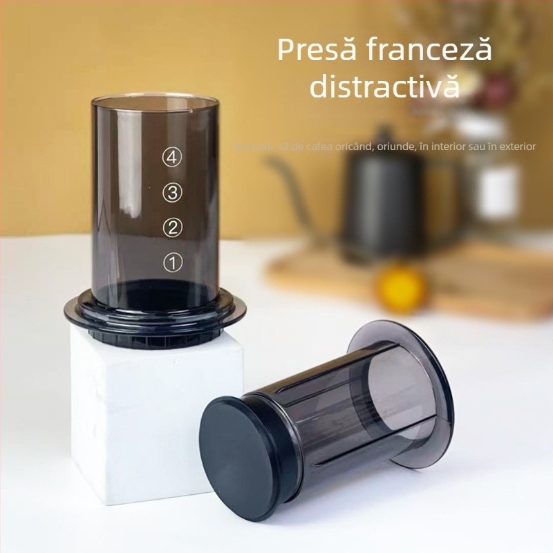 Presă de cafea portabilă, manuală, cu sistem de preparare prin picurare fără filtru