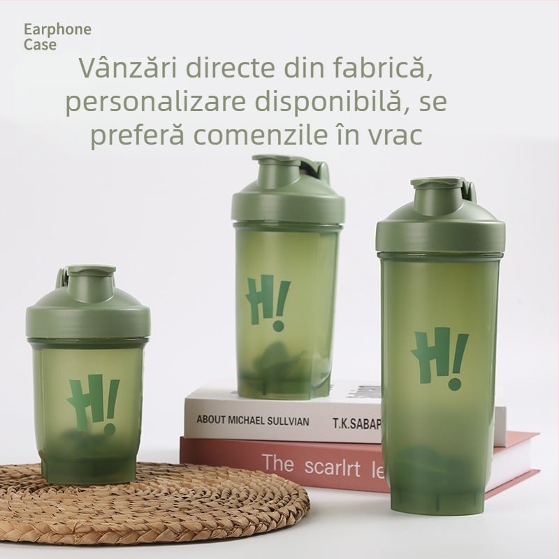 Shaker portabil pentru proteine, personalizat, rezistent la temperaturi ridicate și la căderi, din plastic alimentar