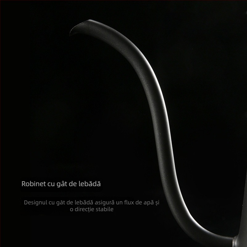 Oală de cafea din oțel inoxidabil pentru pour-over, cu termometru, control al temperaturii, teflon, cioc lung, gură îngustă, 500 ml