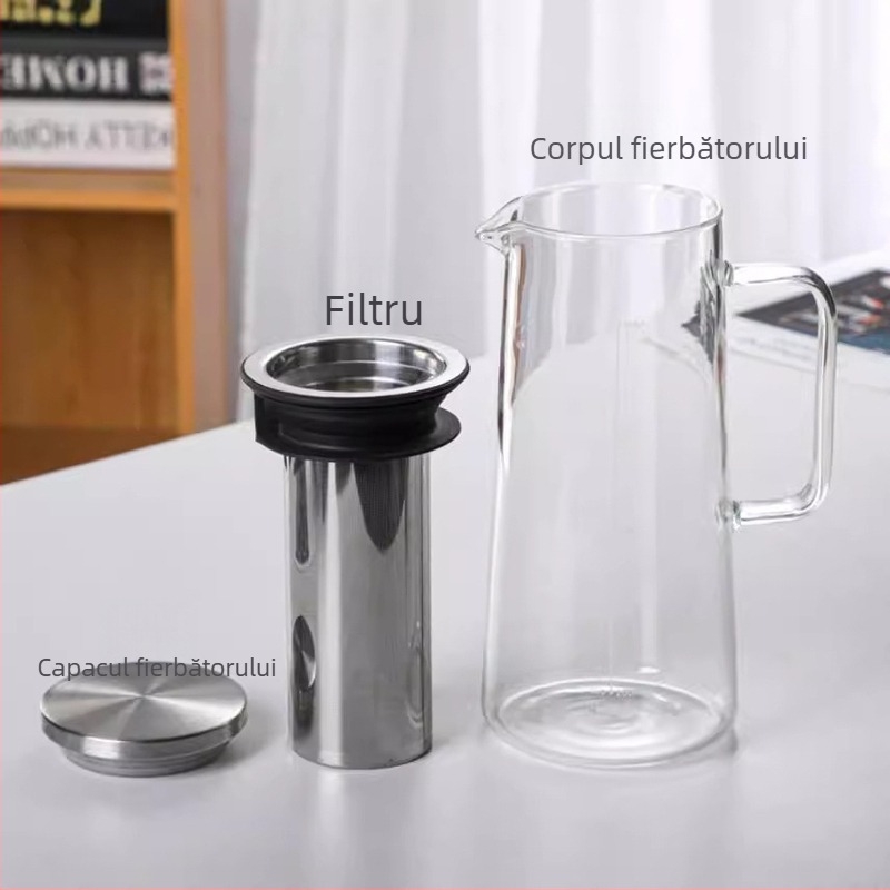 Recipient din sticlă pentru infuzare la rece cafea și ceai, sigilat, capacitate mare, sticlă borosilicată