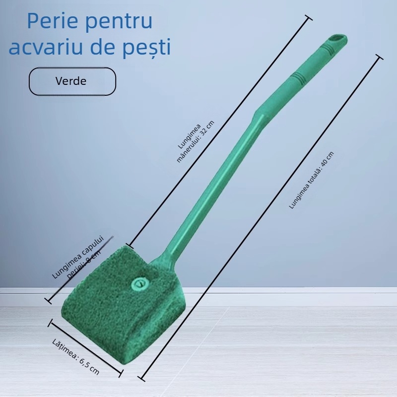 Perie de curățare cu mâner lung pentru curățarea interiorului sticlei și îndepărtarea algelor din acvariu