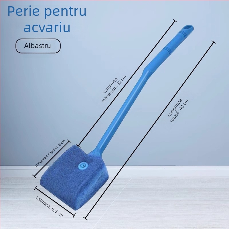 Perie de curățare cu mâner lung pentru curățarea interiorului sticlei și îndepărtarea algelor din acvariu