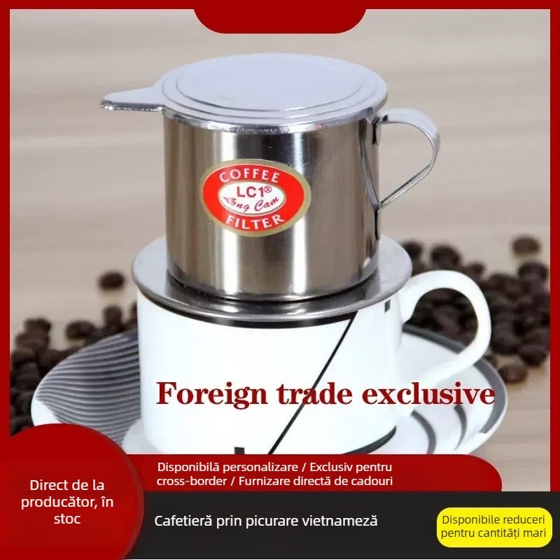 Cafetieră din oțel inoxidabil cu filtru, stil vietnamez