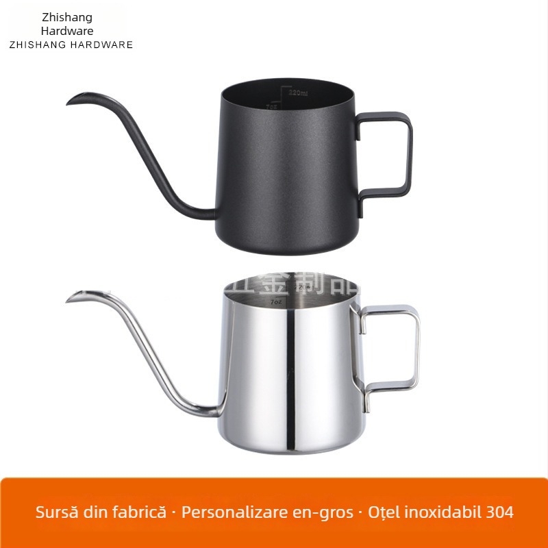 Ceainic pentru cafea din oțel inoxidabil 304 pentru turnare, cu gură îngustă și nas lung, acoperire teflon