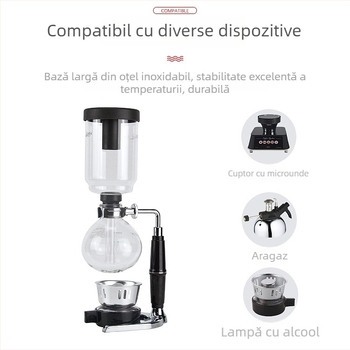 Cafetieră sifon din sticlă pentru uz casnic, aparat manual de cafea, set accesorii cafea