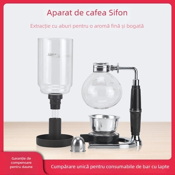 Cafetieră sifon din sticlă pentru uz casnic, aparat manual de cafea, set accesorii cafea
