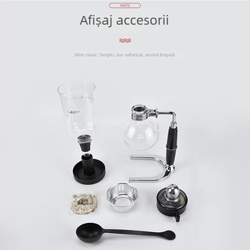 Cafetieră sifon din sticlă pentru uz casnic, aparat manual de cafea, set accesorii cafea
