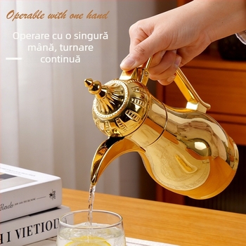 500/700 ml oțel inoxidabil, oală din Orientul Mijlociu pentru cafea arabă și ceainic, design în stil palat, culoare aurie, pentru uz casnic