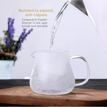 Cană de cafea pour-over, capac din oțel, sticlă borosili cat transparentă, 460 ml